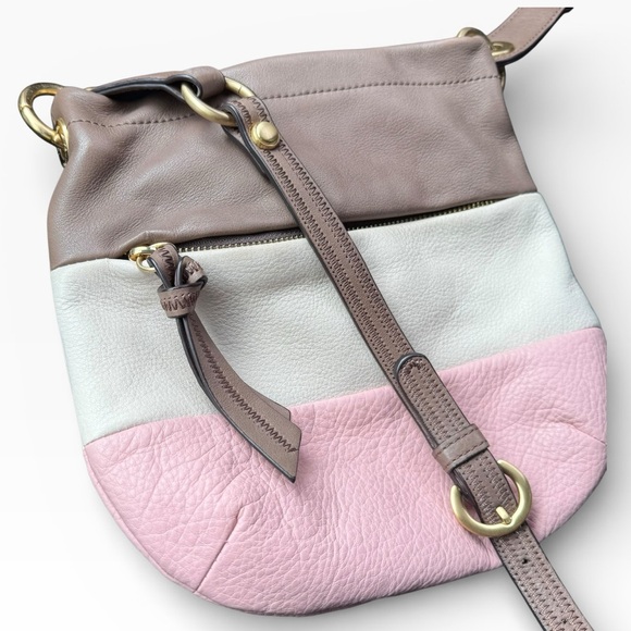 b. makowsky Handbags - B. Makowsky Leather Crossbody Bag Purse Colorblock Brown Pink Cream Shopper